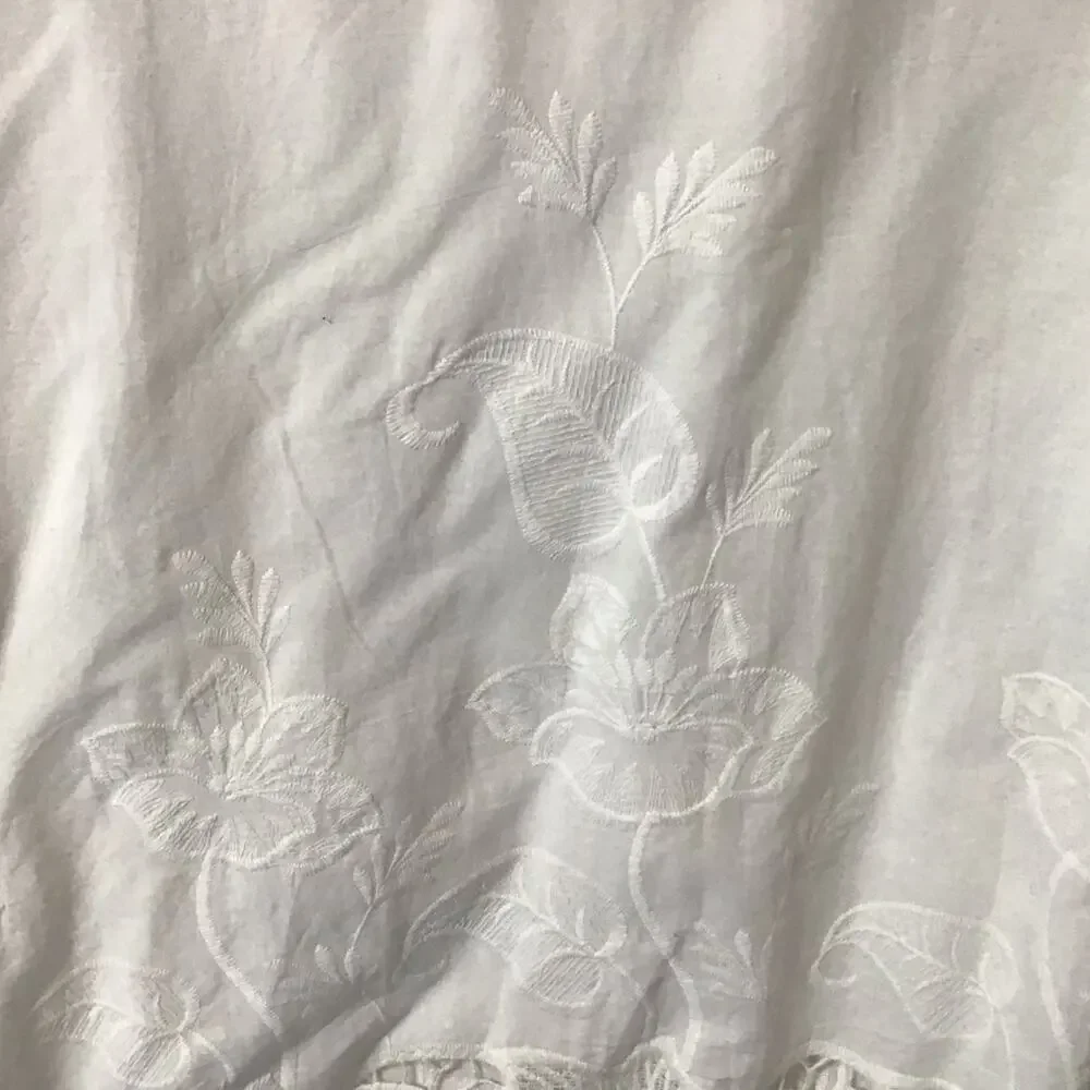NWT Catherines White 100% Cotton Boho Floral Embroidered Lace Coverup 2X